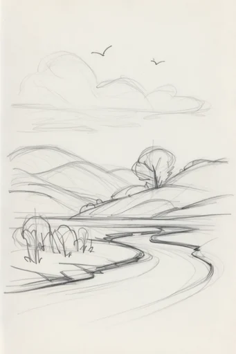 Raw Expressive Sketchbook style AI image example 2