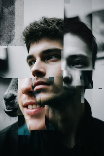 Fragmented Digital Cubism style reference image — geometric slicing