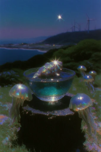 Ethereal Twilight Dreamcore style reference image — vintage analog film grain