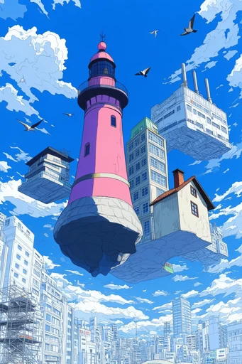 Surreal Pastel Dreamscape style reference image — fisheye perspective