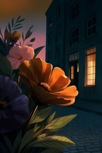Cinematic Nocturnal Noir style reference image — warm amber glow