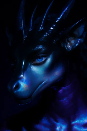 Luminous Cyber Noir style reference image — wet-look glossy skin