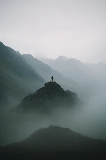 Atmospheric Cyan Solitude style reference image — atmospheric fog