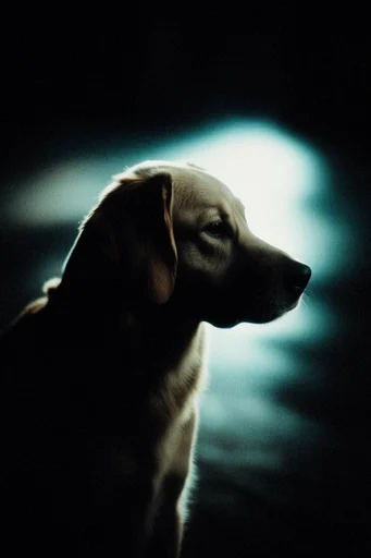 Luminal Noir Grain style reference image — cyan rim lighting