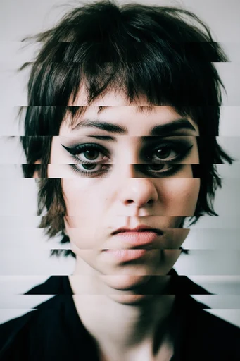 Fragmented Structural Portraiture moodboard — generate AI images in this style