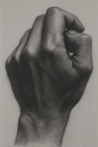 Monochrome Chiaroscuro Realism style reference image — high-contrast