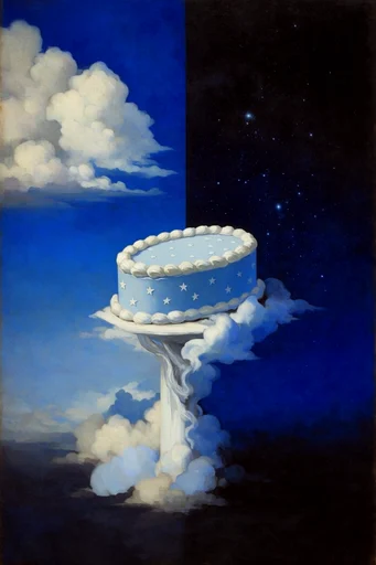 Celestial Surrealist Vision style reference image — baroque cumulus clouds
