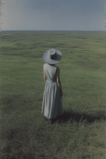 Muted Pastoral Glitch style reference image — desaturated earth tones