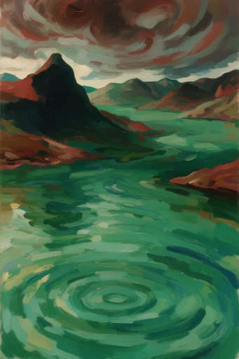 Luminous Impasto Waters style reference image — shimmering water caustics