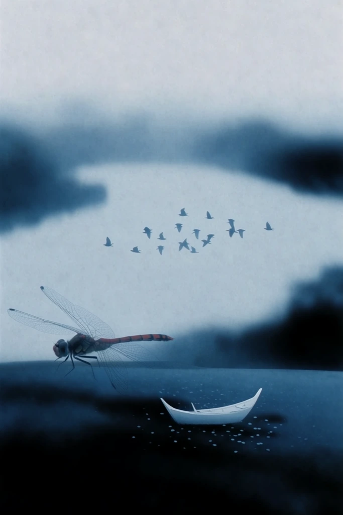 Nostalgic Blue Etherealism style AI image example 2