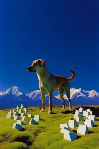 Precision Geometric Surrealism style reference image — sharp graphic shadows