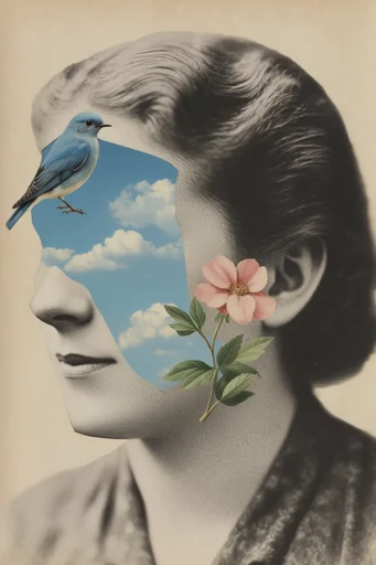 Surrealist Vintage Collage moodboard — generate AI images in this style