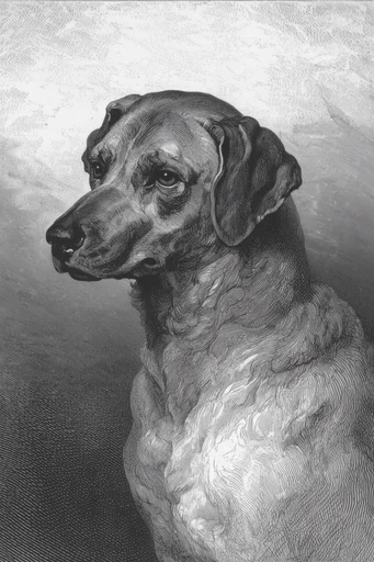 Monochrome Etched Surrealism style reference image — antique parchment texture
