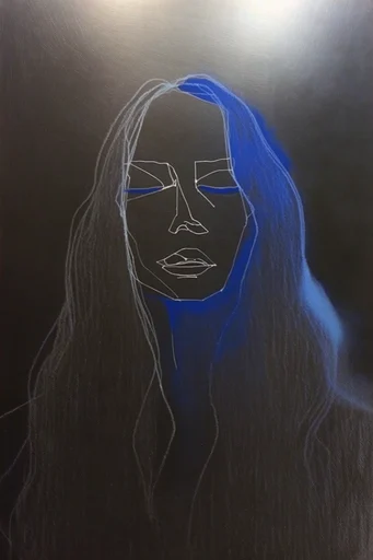 Ethereal Cobalt Melancholy style reference image — heavy analog film grain