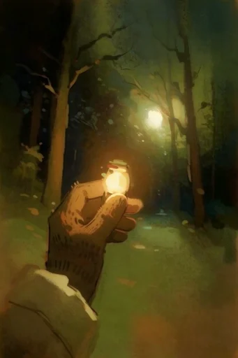 Luminous Nocturnal Impasto style reference image — glowing amber highlights