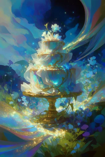 Luminous Celestial Dreamscape style reference image — soft fluid brushstrokes