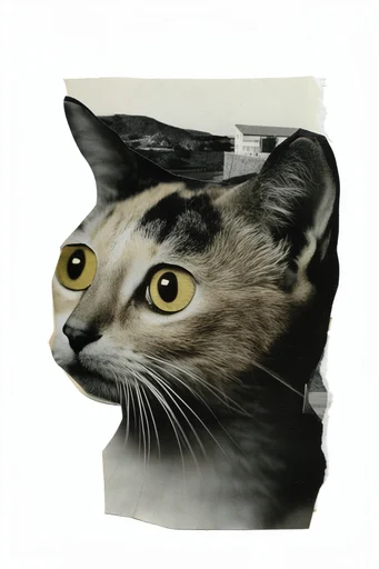 Surrealist Retro Collage style reference image — mixed media assemblage