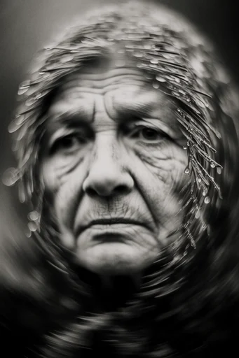 Monochrome Kinetic Vortex style reference image — shimmering bokeh