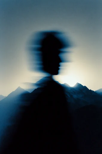Ethereal Cyan Motion style reference image — motion blur portrait