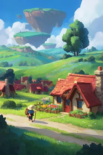 Vibrant Whimsical Fantasy style reference image — whimsical fantasy landscape