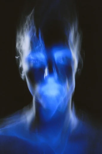Spectral Neon Glitch style reference image — horizontal scanlines