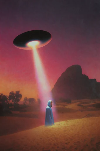 Nostalgic Cosmic Surrealism style AI image example 2
