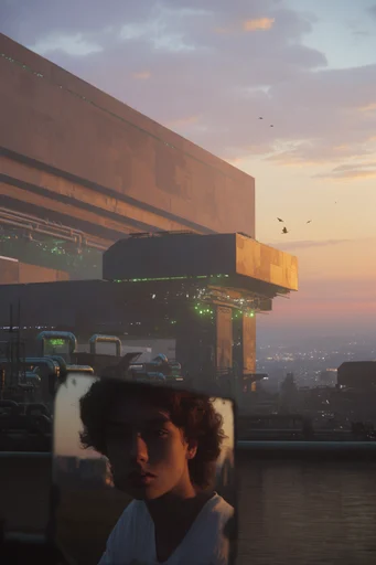 Monolithic Industrial Futurism style reference image — cinematic matte painting