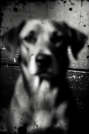 Spectral Darkroom Noir style reference image — distressed analog process