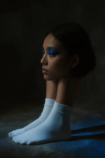 Avant-Garde Cobalt Minimalism style reference image — cobalt blue graphic makeup