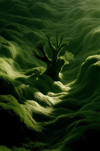 Surreal Verdant Biomorphism style reference image — biomorphic root structures