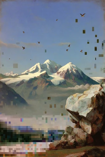 Digital Renaissance Glitch style reference image — classical oil painting