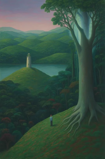 Enchanted Nocturnal Realism style reference image — stylized landscape