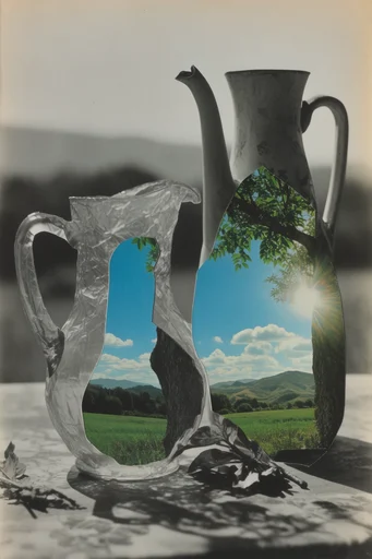 Analog Surrealist Collage style reference image — surrealist paper cutout