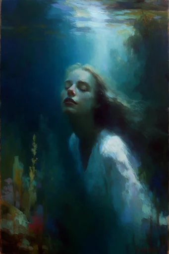 Luminous Nocturnal Tonalism style reference image — deep emerald and teal palette