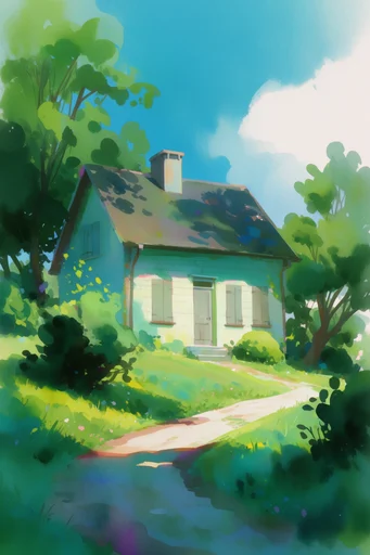 Nostalgic Ghibli Summer style AI image example 4