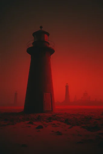 Crimson Dystopian Minimalism style reference image — cinematic film grain