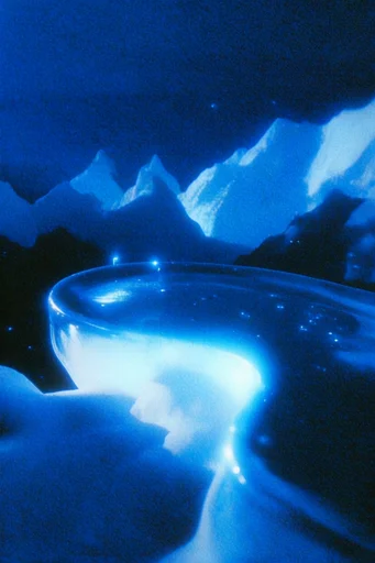 Luminous Cobalt Nocturne style reference image — bioluminescent cyanotype
