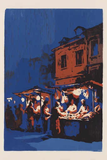 Graphic Woodcut Modernism style reference image — graphic woodcut print