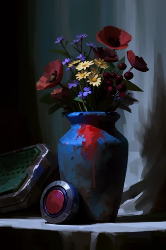 Gritty Painterly Chiaroscuro style reference image — industrial earth tones