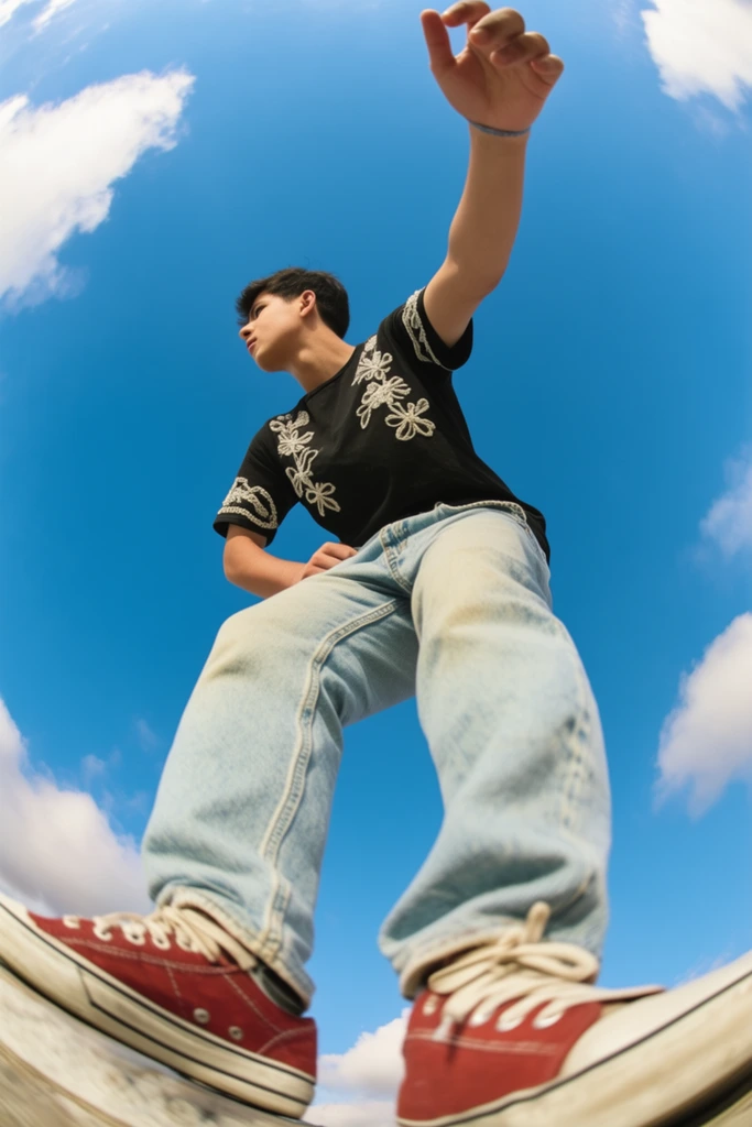 Dynamic Fisheye Streetwear style AI image example 1