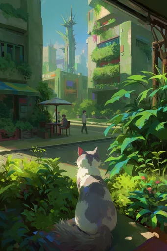 Luminous Urban Narrative style reference image — high-angle perspective
