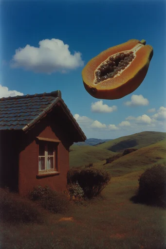 Analog Desert Surrealism style reference image — harsh sunlight and sharp shadows