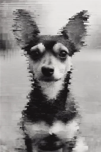Monochrome Glitch Noir style reference image — high-contrast chiaroscuro