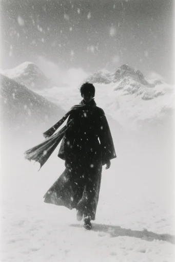 Ethereal Monochrome Noir style reference image — high-contrast black and white