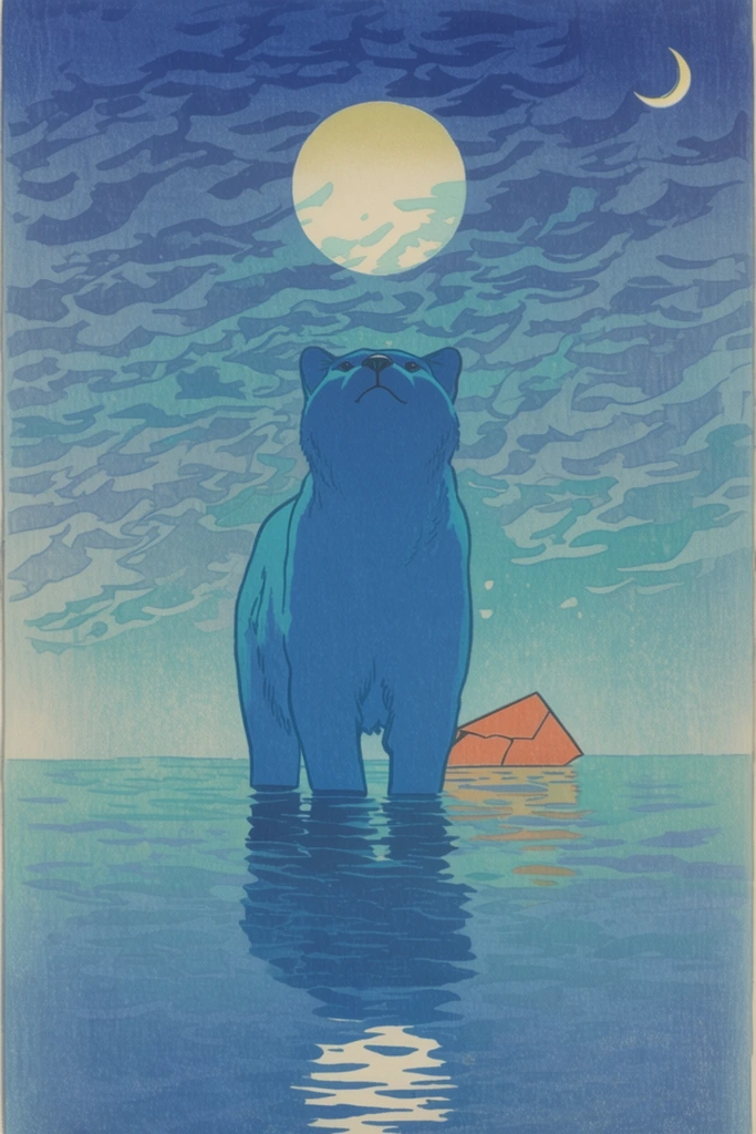 Ethereal Indigo Woodblock style AI image example 3