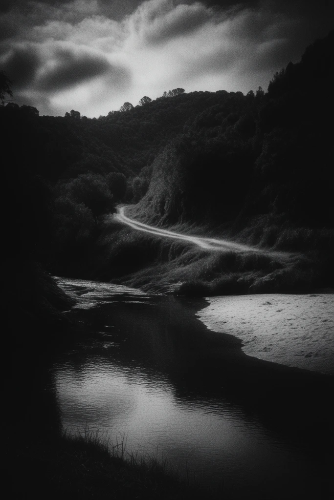 Ghostly Chiaroscuro Noir style AI image example 2