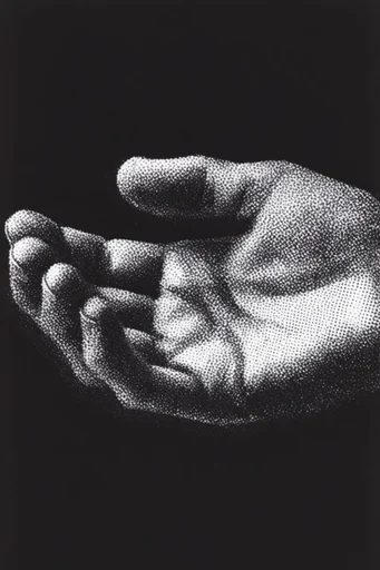Monochrome Halftone Graphic style reference image — stipple spray texture