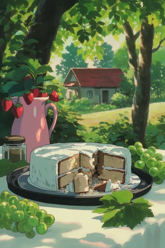 Nostalgic Ghibli Summer style reference image — pastoral countryside