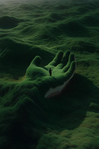 Surreal Velvet Verdancy style reference image — surreal scale contrast