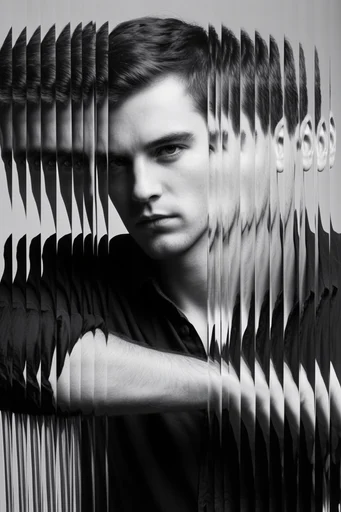 Monochrome Glitch Deconstruction style reference image — minimalist digital distortion